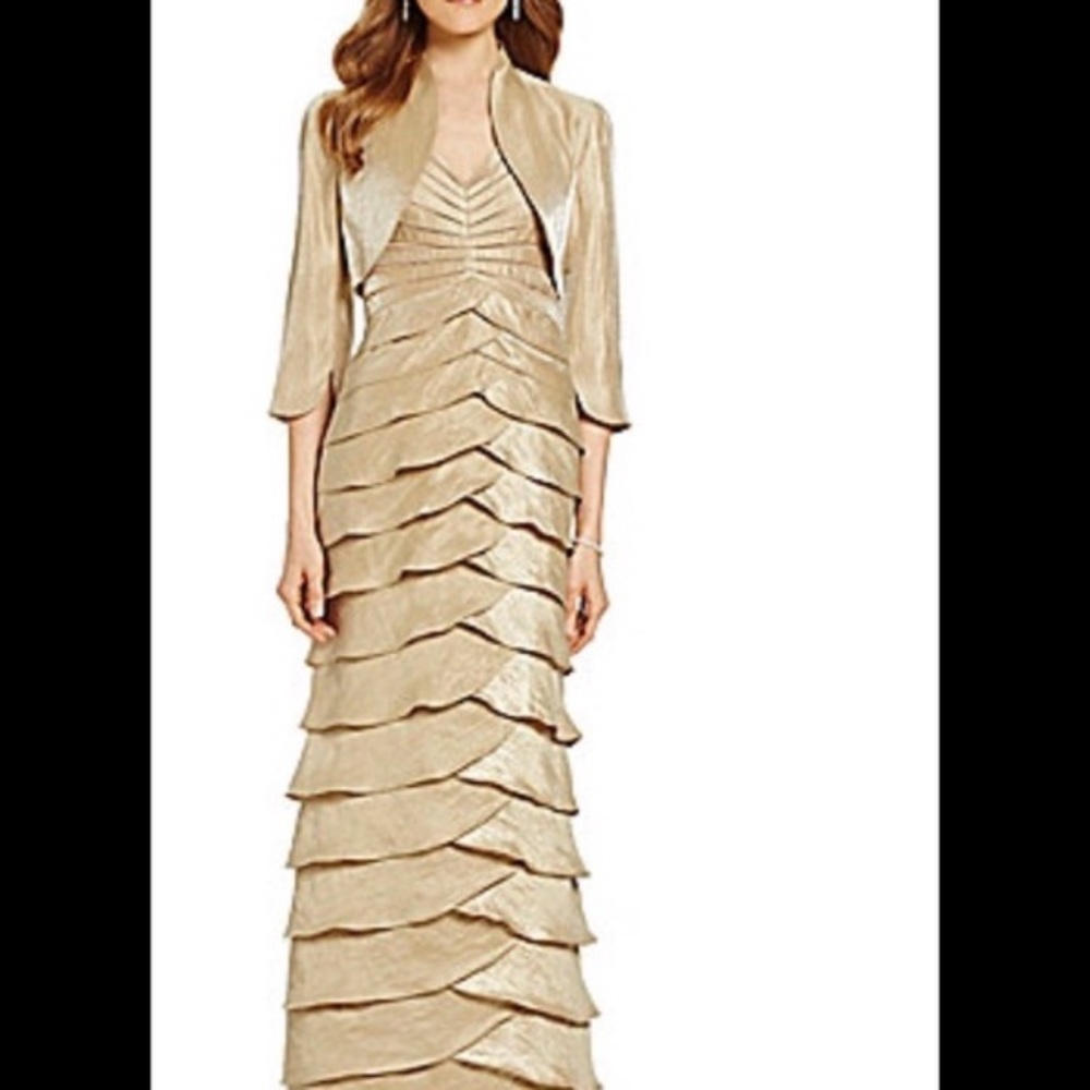 Adrianna Papell tiered bolero dress jacket